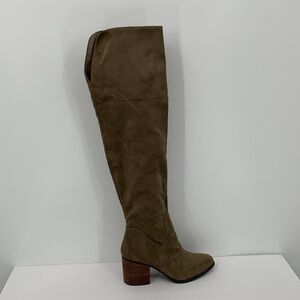 BP Nordstrom Luke Over the Knee OTK boots shoe heel olive green brown tall tan 8